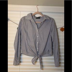 Crop top stripe button up